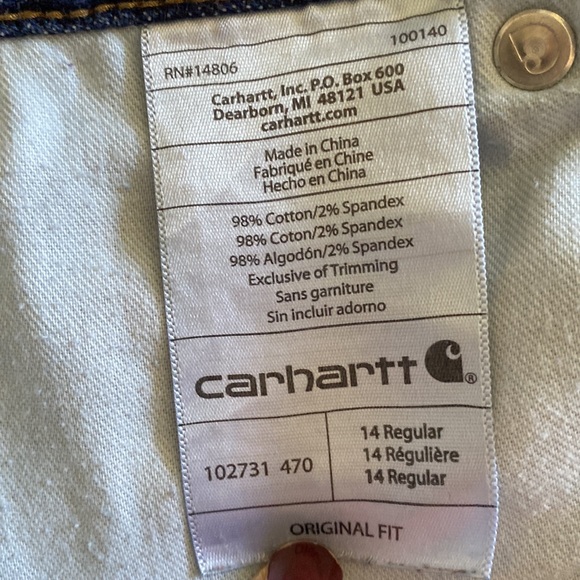 Carhartt Blaine Original Fit Straight Leg Jeans mid Rise Medium wash Size 14R - Picture 10 of 16